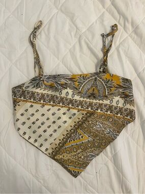 Striped Paisley Bandana Cami Top in Mustard and Cream